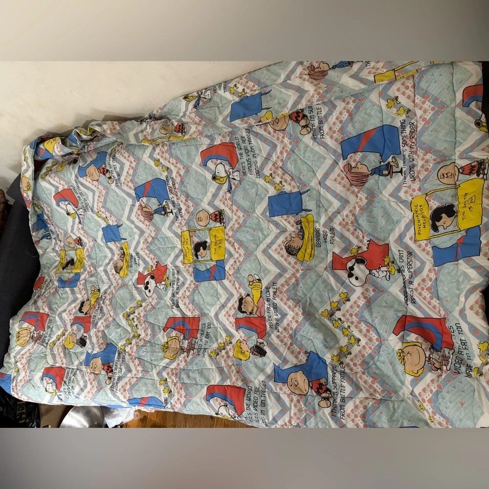 Rare Vintage 1971 Peanuts Snoopy Charlie Brown &Gang Video Game comforter